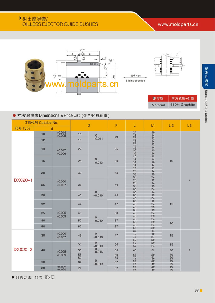 東莞大翔模具配件有限公司專業(yè)生產(chǎn)射出座導(dǎo)套，射出座導(dǎo)套的材質(zhì)、熱處理、硬度、標(biāo)準(zhǔn)、型號等詳情說明和介紹，您可以通過本頁面下單留言或者發(fā)送詢/報(bào)價(jià)